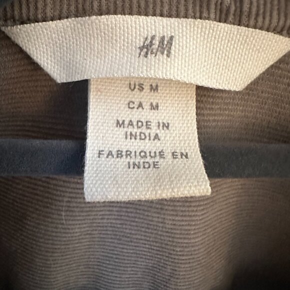 H&M Corduroy Sage Green Button Down Shirt - Size M - Picture 3 of 7